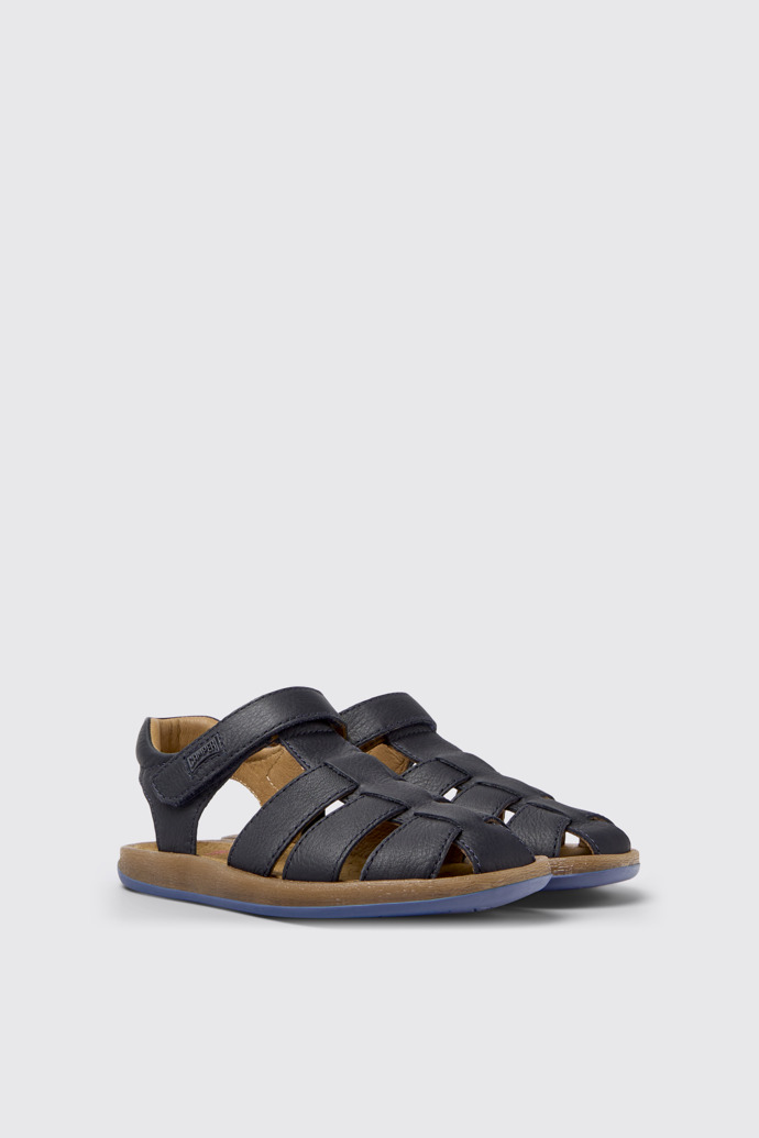 Bicho Sandales en cuir bleu foncé pour enfant