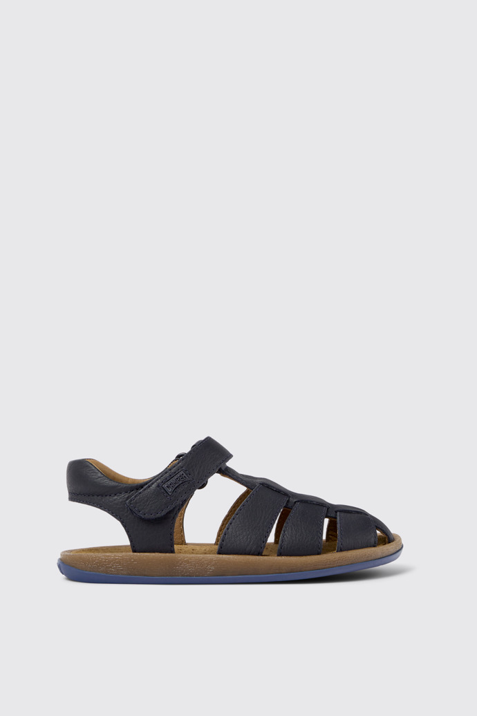 Bicho Sandales en cuir bleu foncé pour enfant