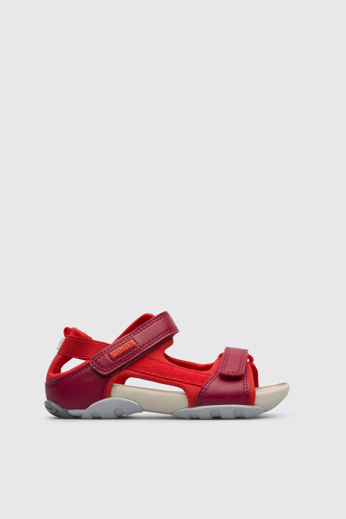 Side view of Ous Red open sandal for kids