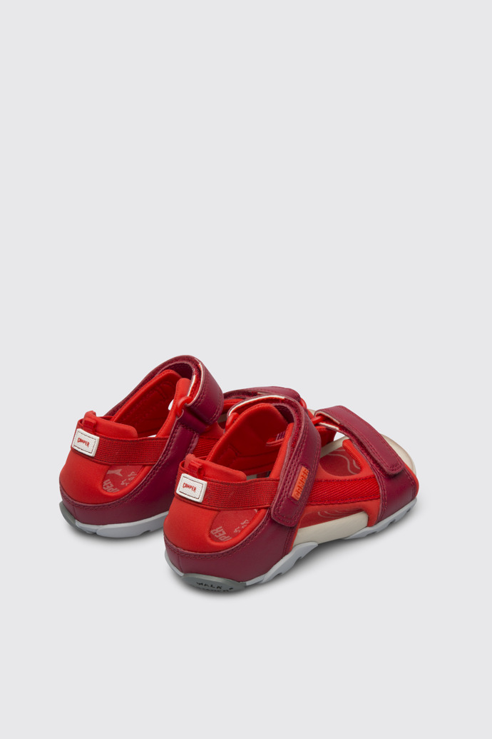 Back view of Ous Red open sandal for kids