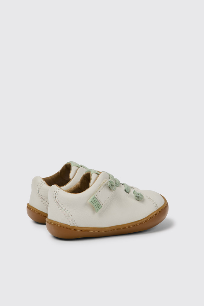 Back view of Peu White leather shoes for kids
