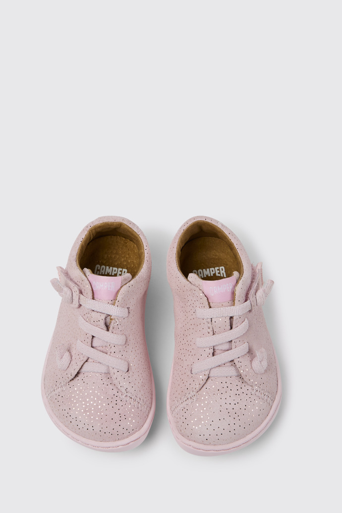Peu Zapatos de nubuck rosa con efecto brillo para niña
