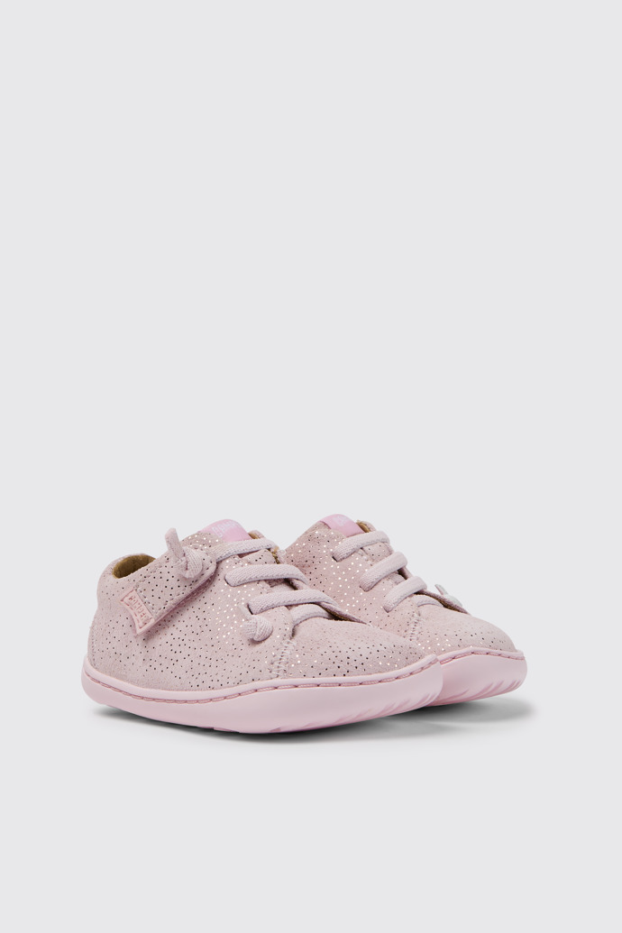 Peu Zapatos de nubuck rosa con efecto brillo para niña