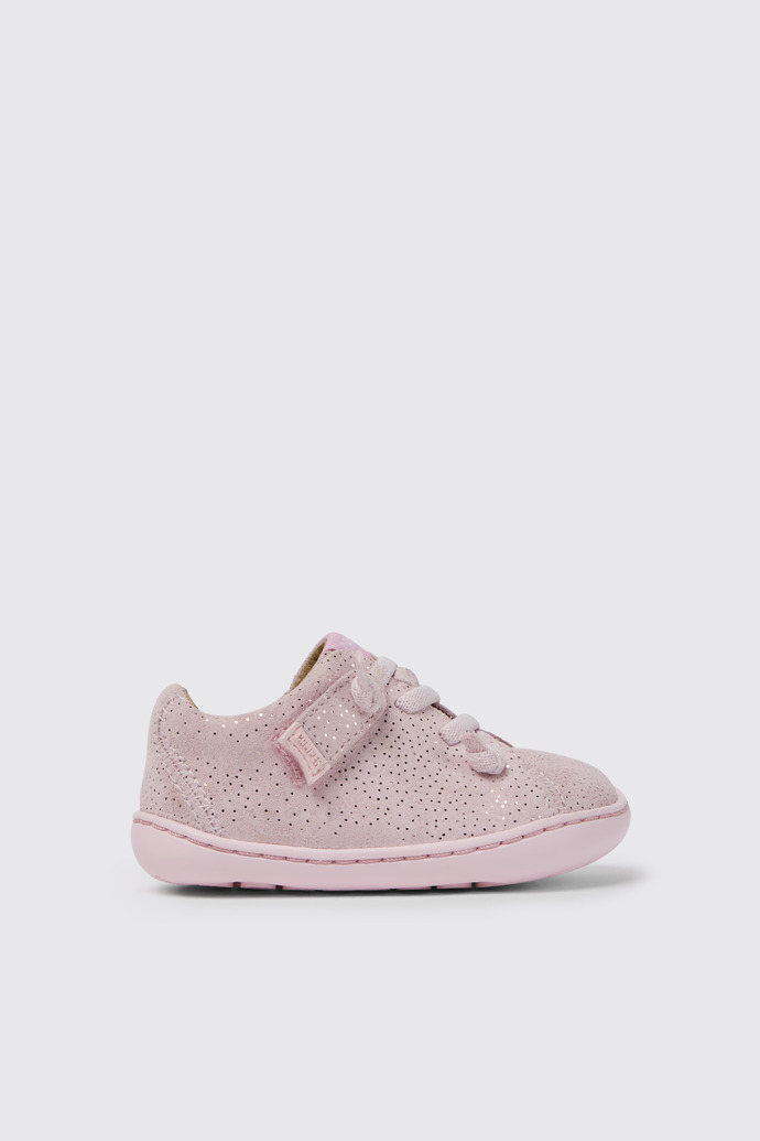 Peu Zapatos de nubuck rosa con efecto brillo para niña
