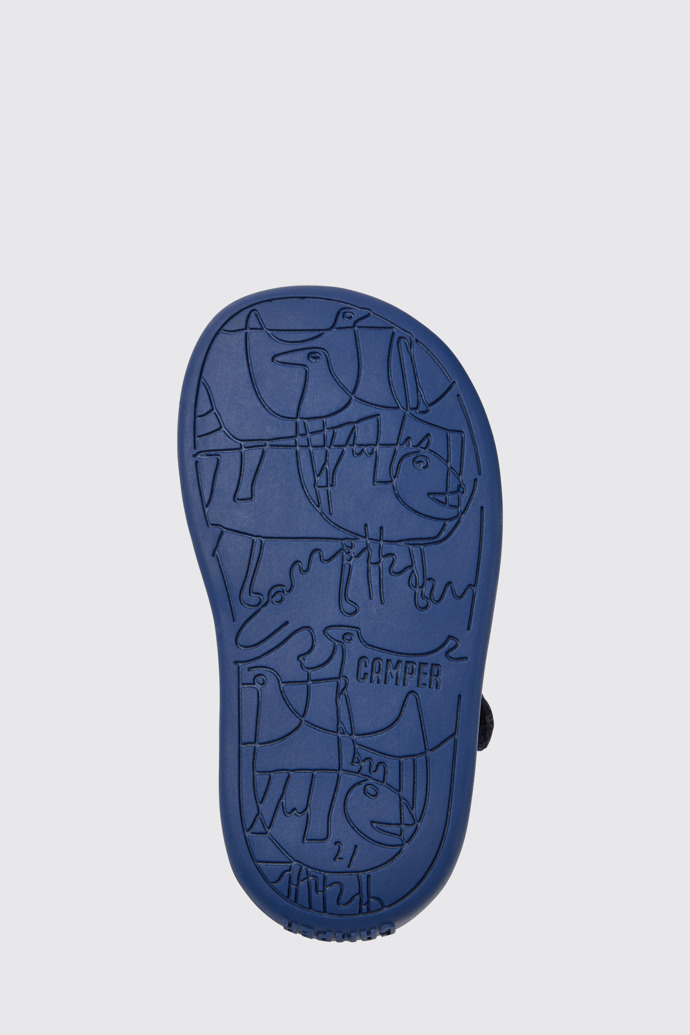 The sole of Bicho Blue leather sandals for kids