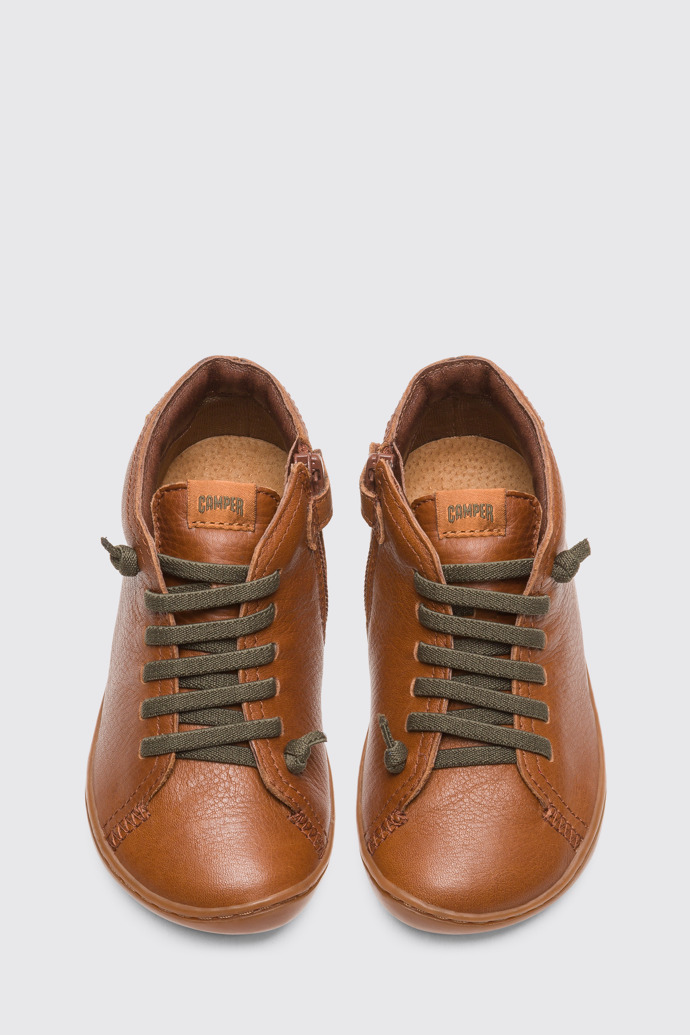 Overhead view of Peu Brown ankle boot for boys