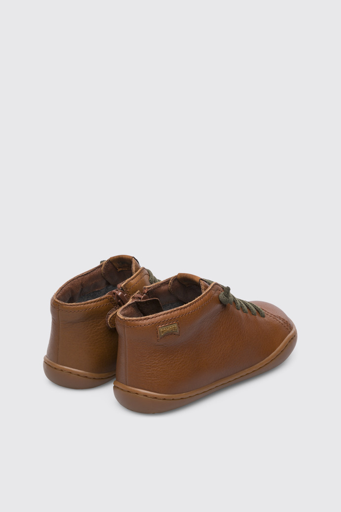 Back view of Peu Dark brown ankle boot for boys