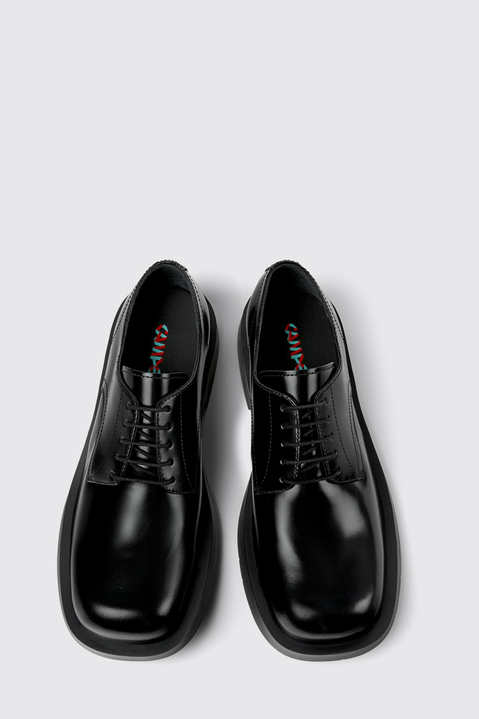 Overhead view of Mil 1978 Black leather shoes
