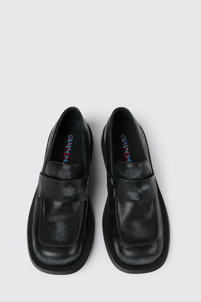 Overhead view of Mil 1978 Black Leather Loafers