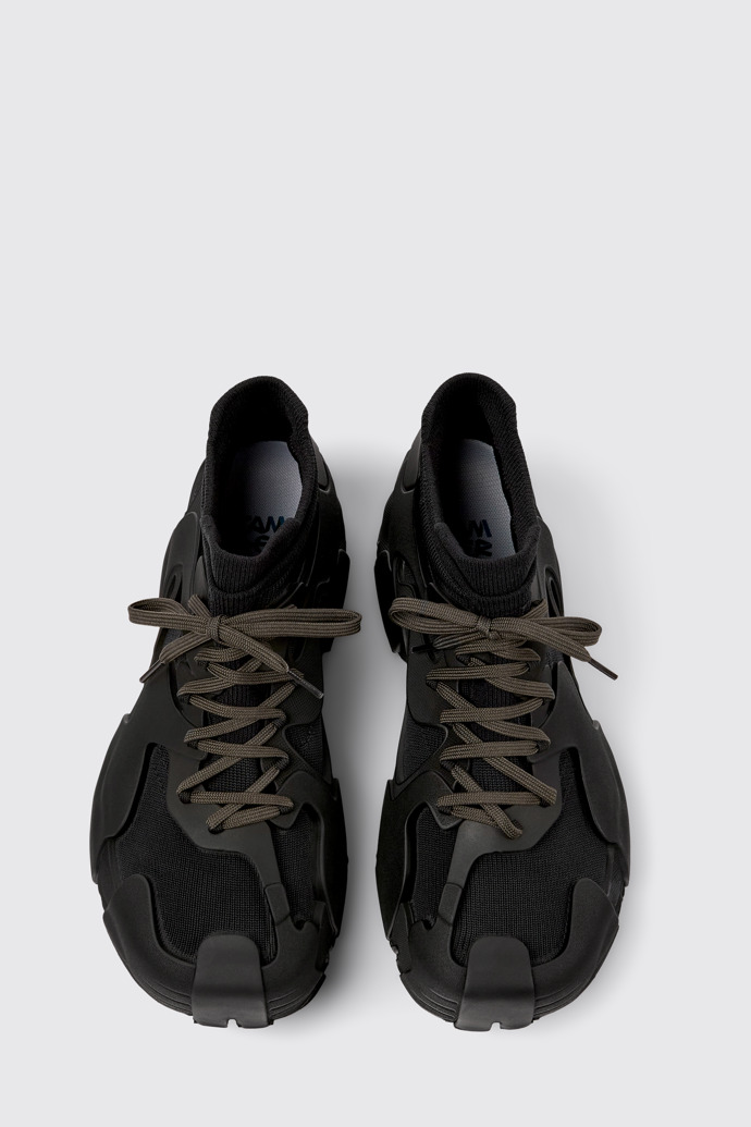 Overhead view of TOSSU Black Caged Sneakers