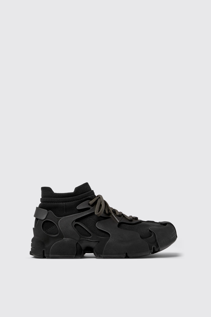 Side view of TOSSU Black Caged Sneakers