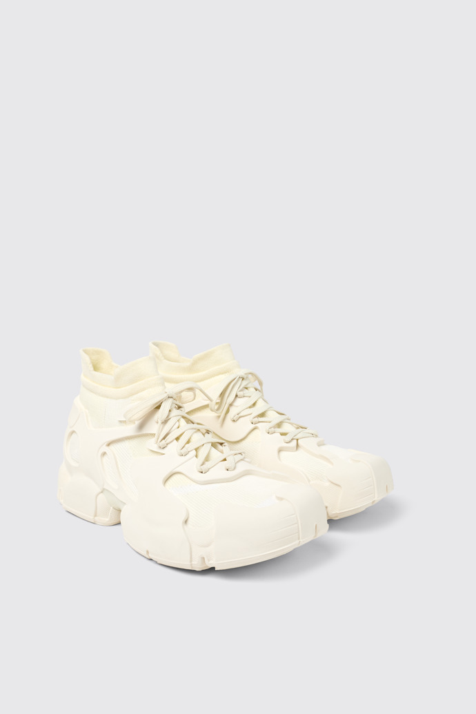 Front view of Tossu White Caged Sneakers