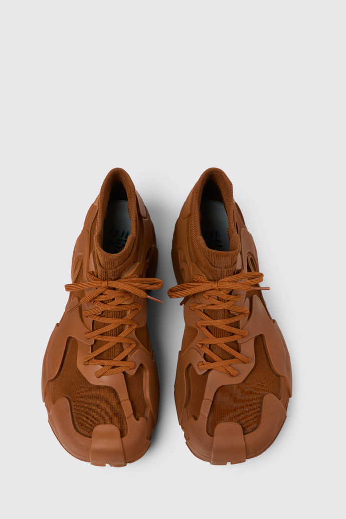 Overhead view of TOSSU Brown Caged Sneakers