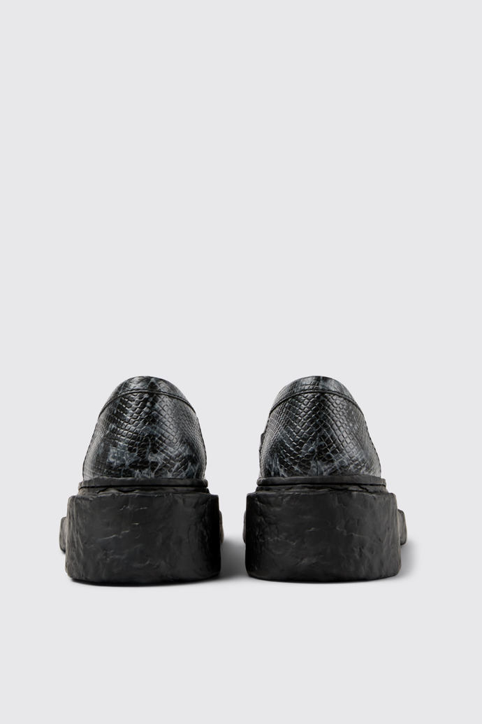 Back view of Vamonos Gray-Black Leather Loafers