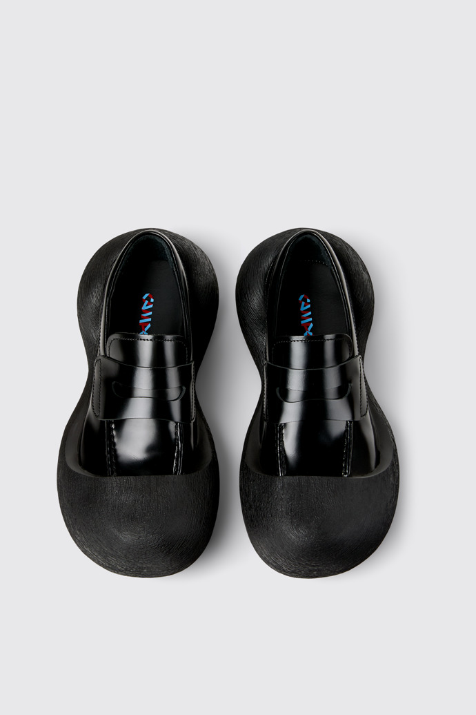 Overhead view of CAMPERLAB CARAMBA Black Leather Loafers