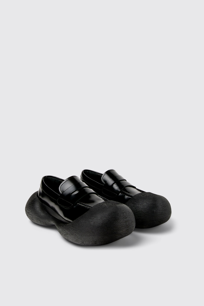 Front view of CAMPERLAB CARAMBA Black Leather Loafers