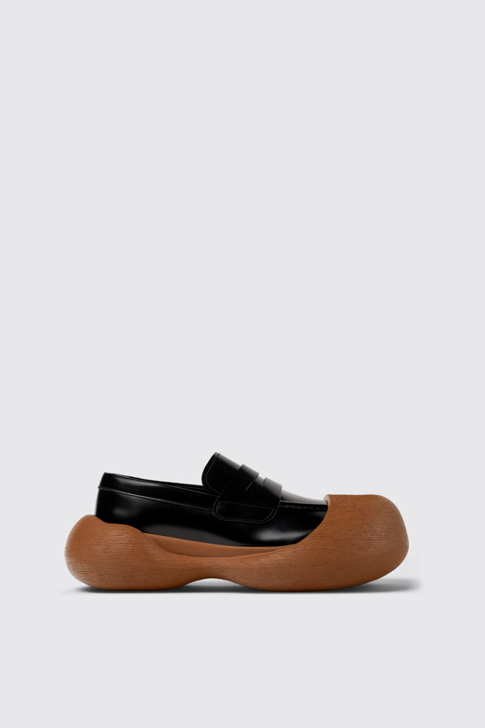 Side view of CAMPERLAB CARAMBA Black-brown leather loafers