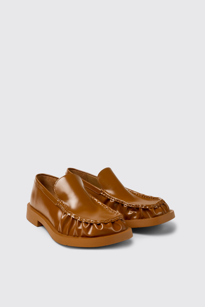 Front view of Mil 1978 Brown Leather Loafers