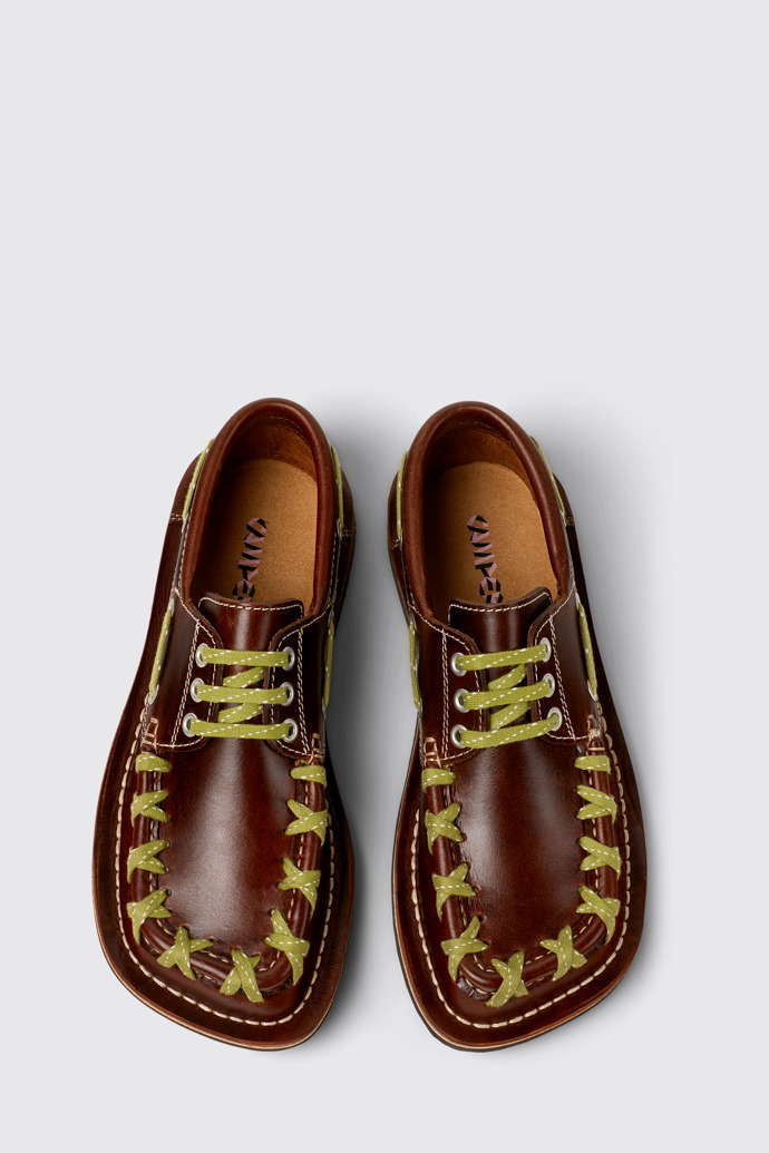 Overhead view of Eki Brown boat shoes
