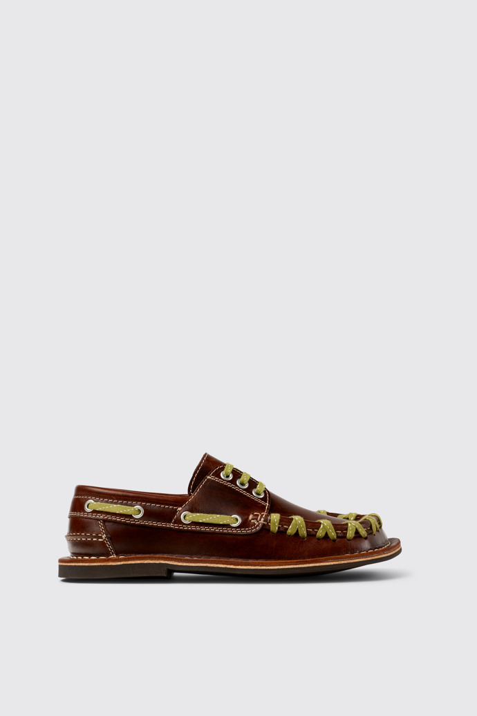 Side view of Eki Brown boat shoes