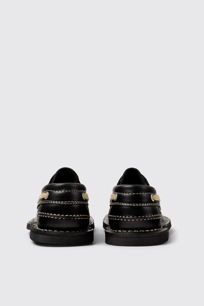 Back view of Eki Black boat shoes