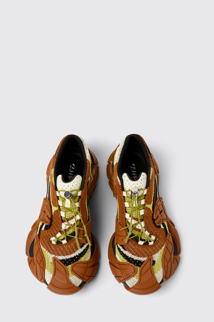 Overhead view of CAMPERLAB TORMENTA Brown-Green Textile Sneakers