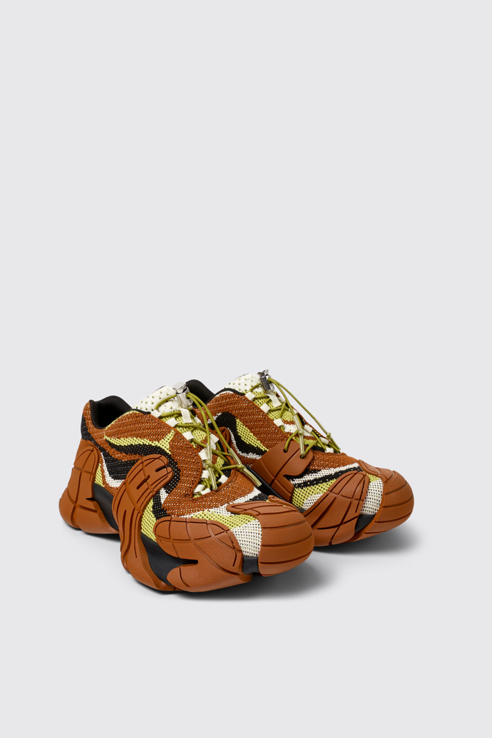 Front view of CAMPERLAB TORMENTA Brown-Green Textile Sneakers