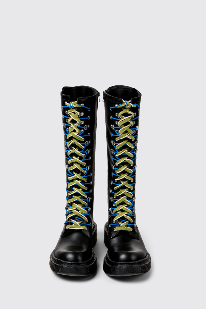 Overhead view of CAMPERLAB VAMONOS Black Leather High Boots