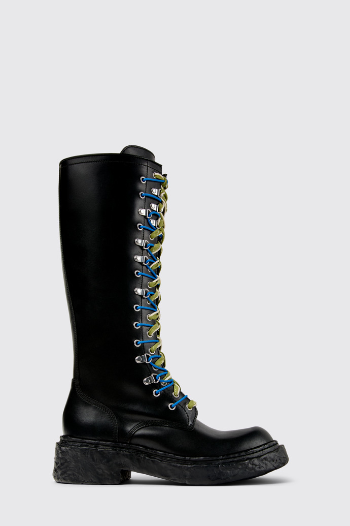 Side view of CAMPERLAB VAMONOS Black Leather High Boots