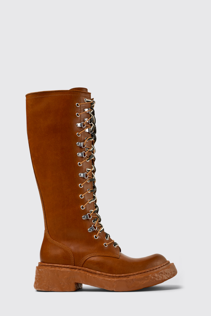 Side view of CAMPERLAB VAMONOS Brown Leather High Boots