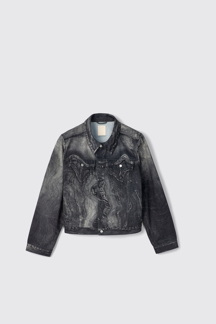 มุมมองด้านข้างของ CAMPERLAB DENIM แจ็คเก็ตยีนส์สีเทาดำ