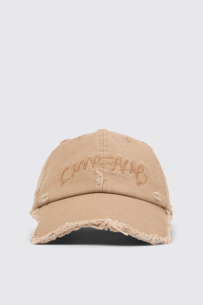 Front view of CAMPERLAB CAP Faded beige distorted washed cap