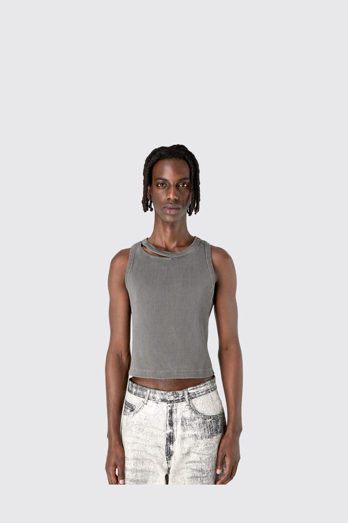 Ribbed Tank Top Faded Black Ribbed Tank Top