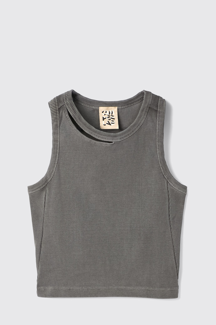 Side view of Ribbed Tank Top Faded Black Ribbed Tank Top