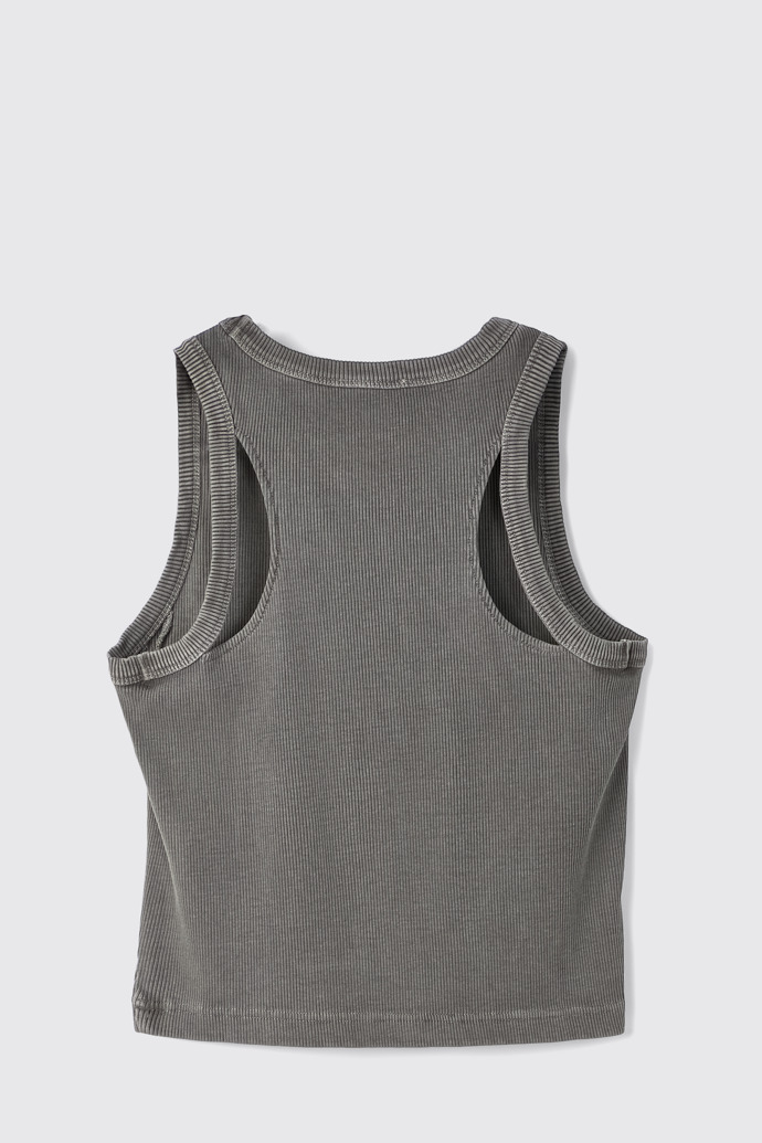 Back view of Ribbed Tank Top Faded Black Ribbed Tank Top