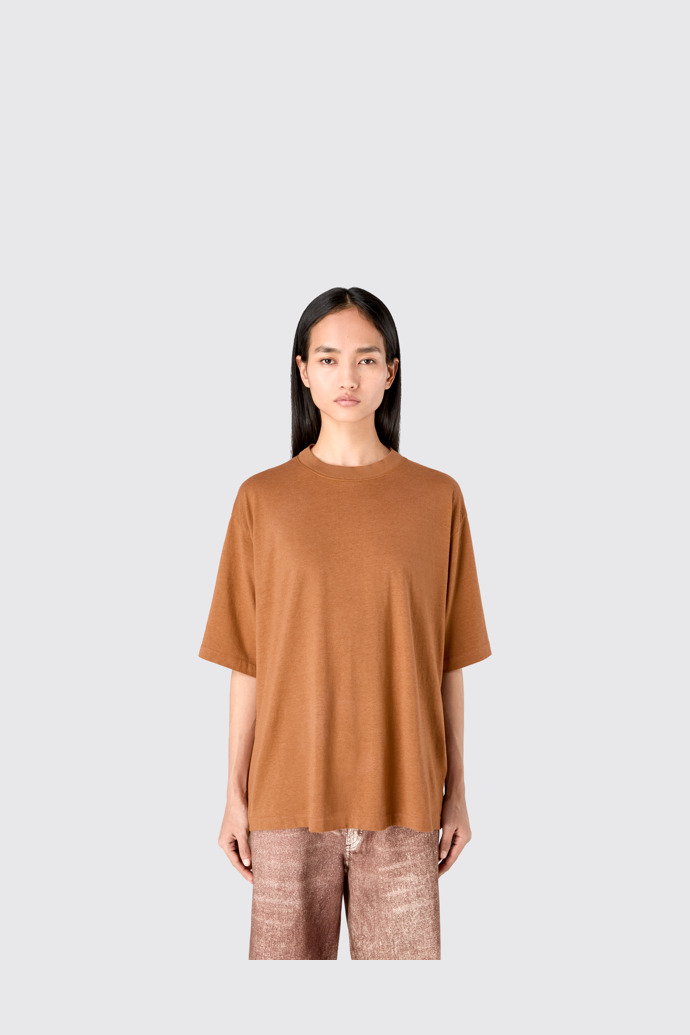 CAMPERLAB JERSEY Kastiges T-Shirt in Terrakotta