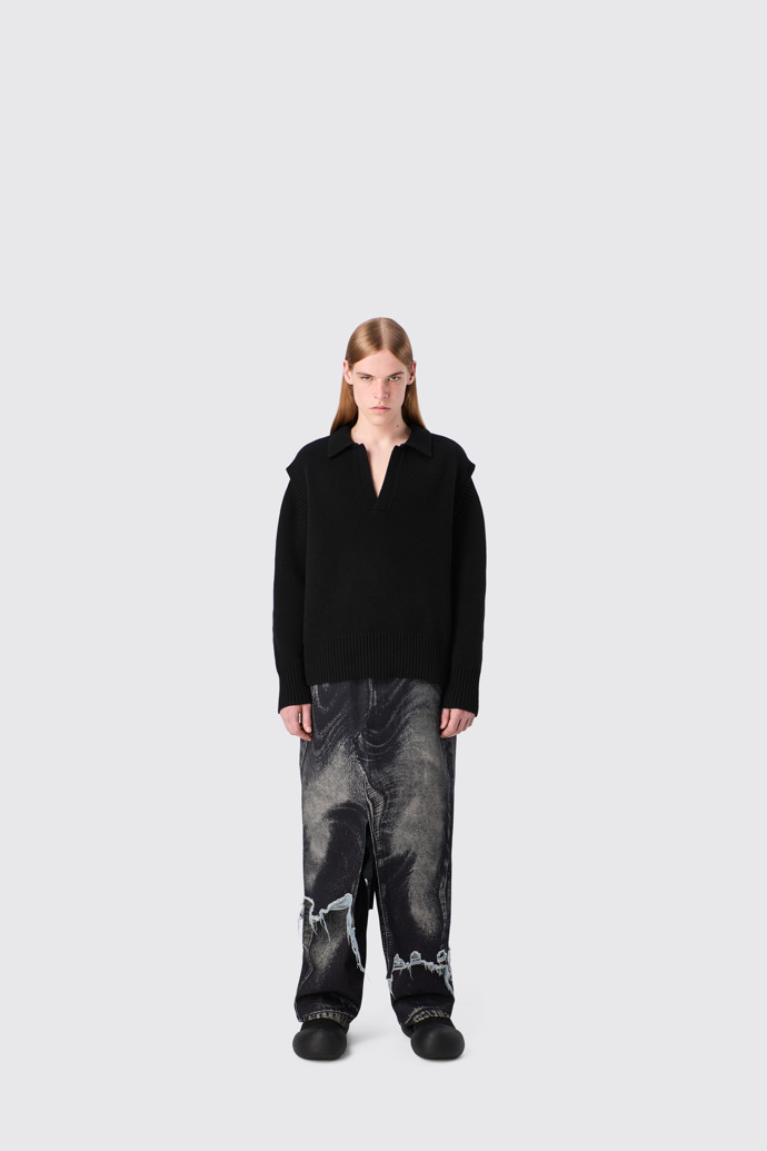 CAMPERLAB DENIM Black-gray asymmetric denim skirt