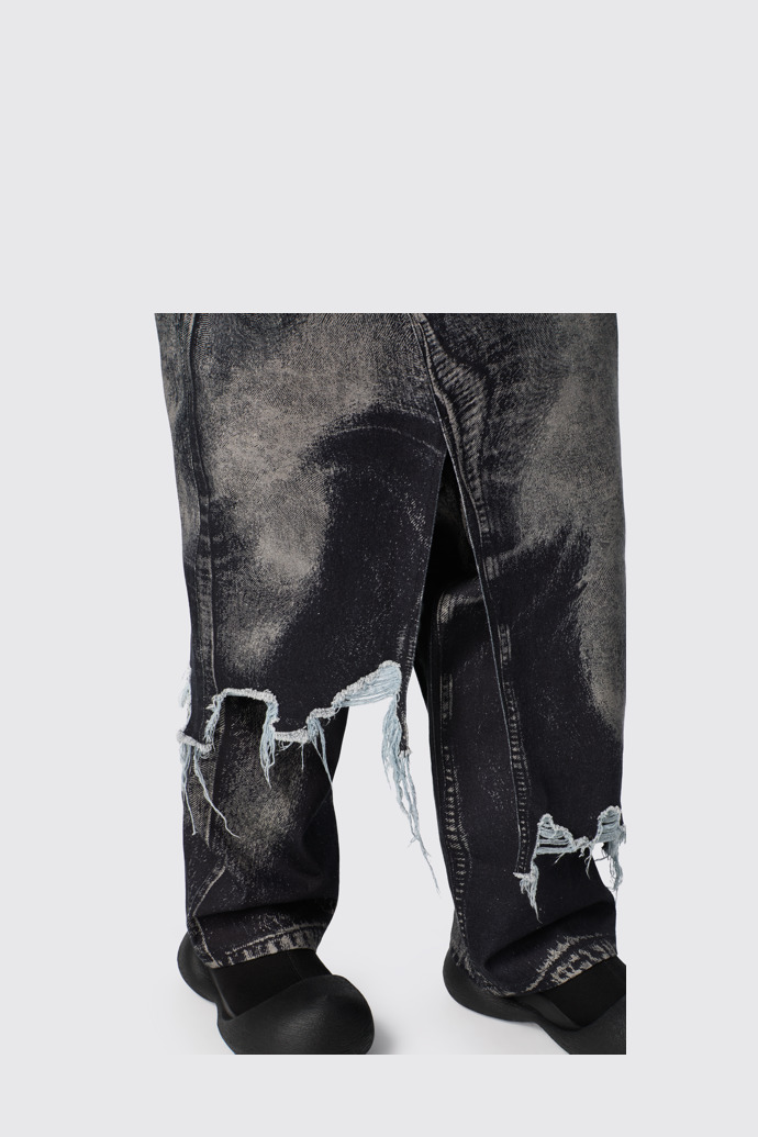 CAMPERLAB DENIM Black-gray asymmetric denim skirt