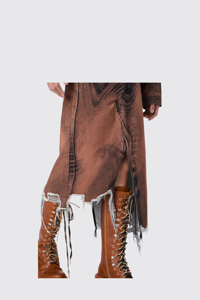 CAMPERLAB DENIM Brown-black asymmetric denim skirt