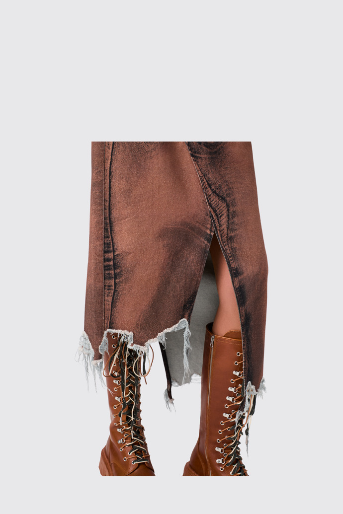 CAMPERLAB DENIM Falda vaquera asimétrica negra y marrón