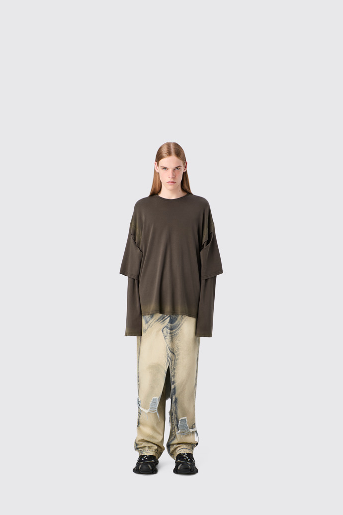 CAMPERLAB DENIM Sand-black asymmetric denim skirt