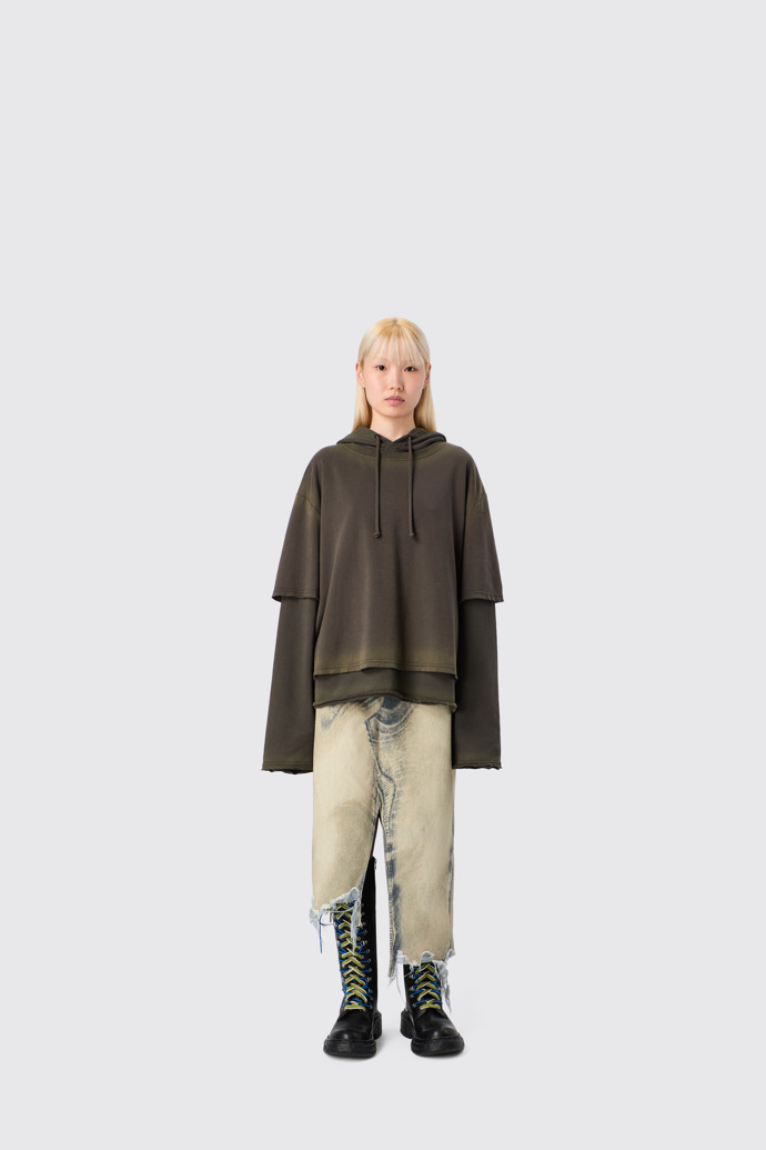 CAMPERLAB DENIM Sand-black asymmetric denim skirt