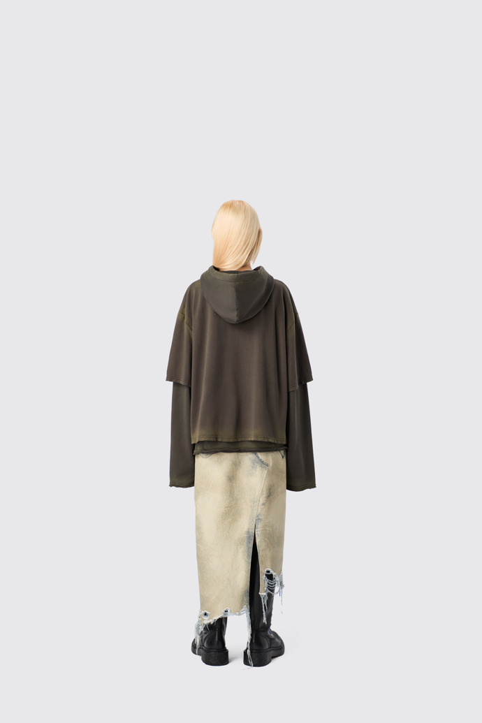 CAMPERLAB DENIM Sand-black asymmetric denim skirt