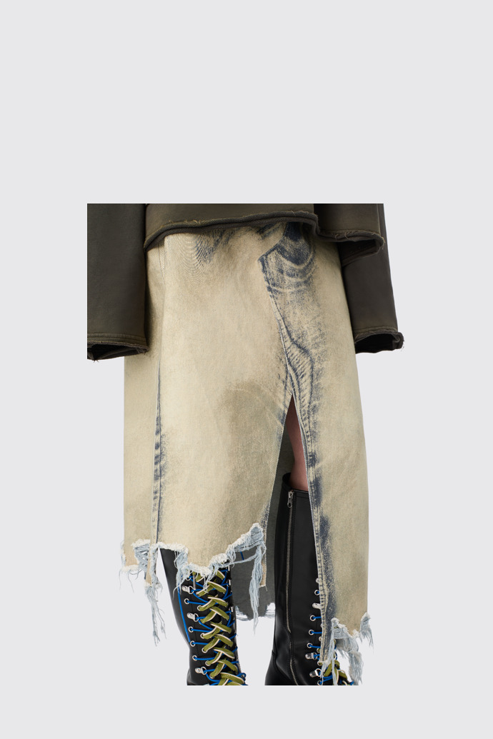 CAMPERLAB DENIM Sand-black asymmetric denim skirt