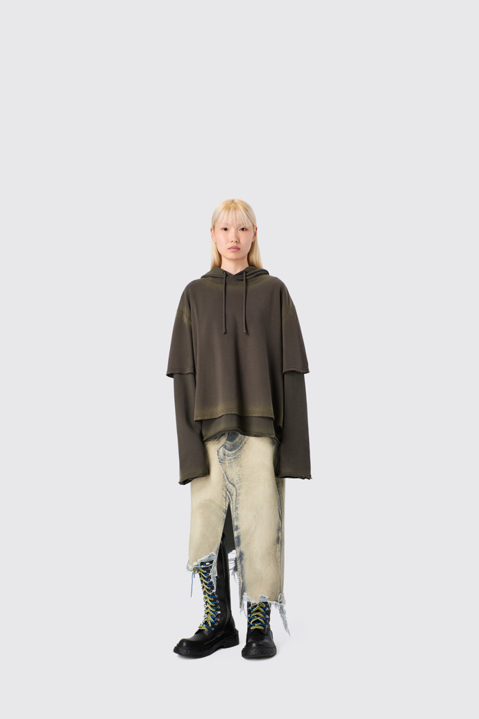 CAMPERLAB DENIM Sand-black asymmetric denim skirt