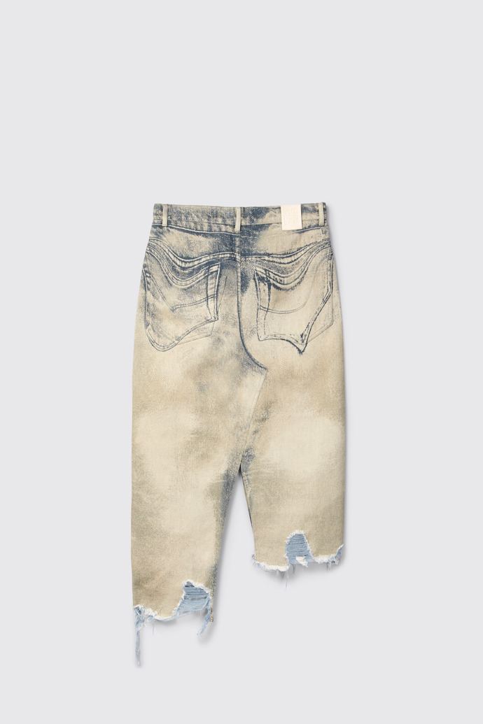 Back view of CAMPERLAB DENIM Sand-black asymmetric denim skirt