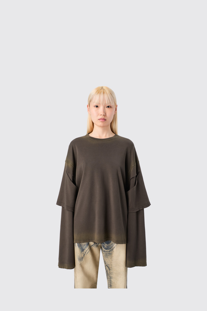 CAMPERLAB JERSEY Camiseta de manga larga negra desteñida de algodón orgánico