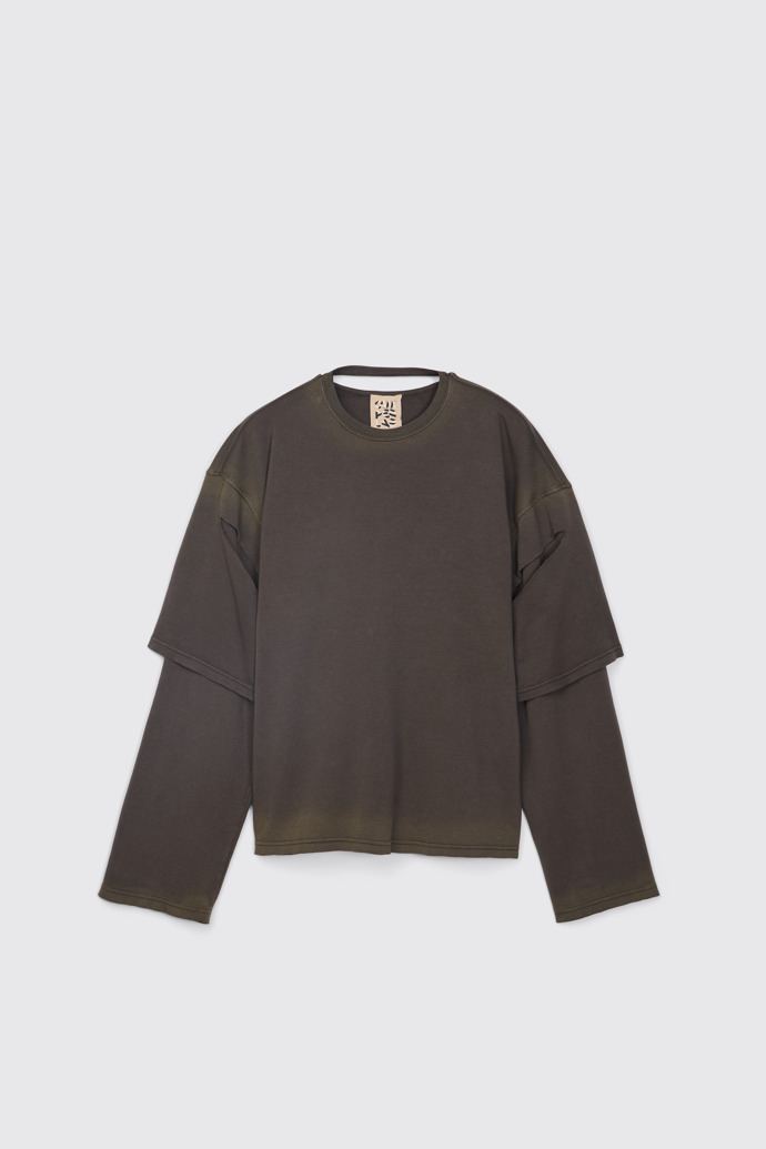 Side view of CAMPERLAB JERSEY Faded black organic cotton long sleeve T-Shirt