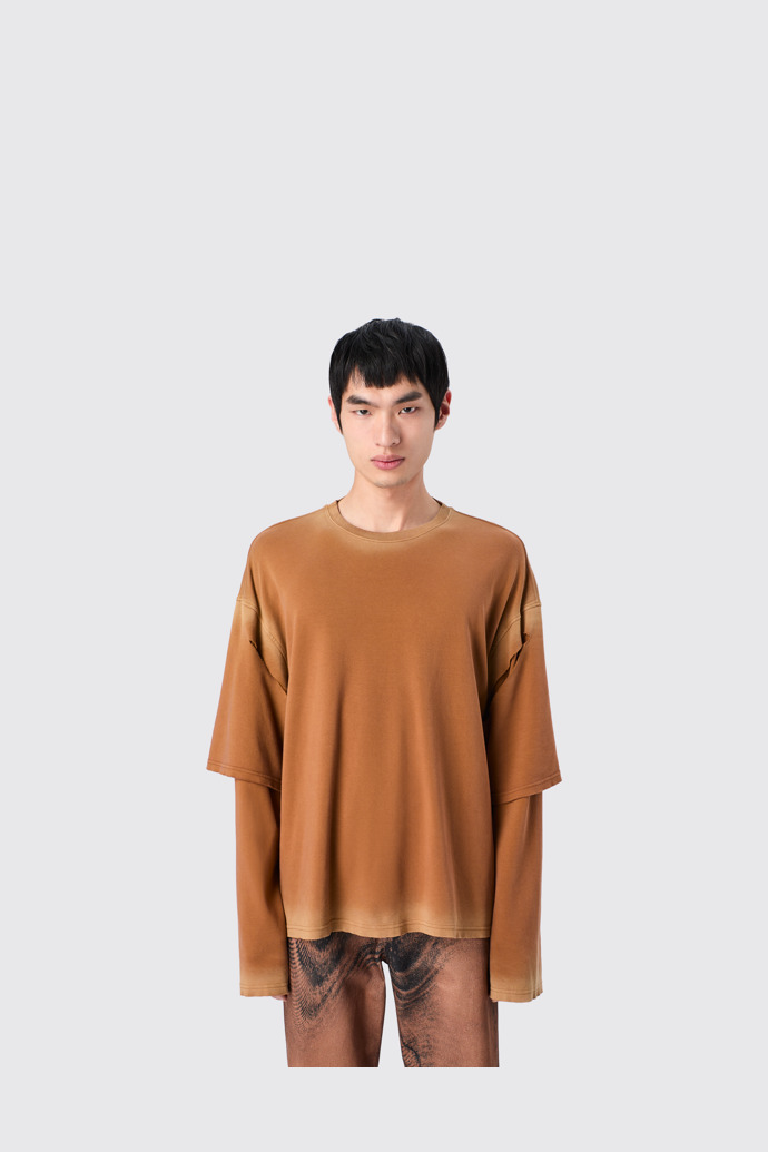 CAMPERLAB JERSEY Verwaschenes Langarmshirt aus Bio-Baumwolle in Terrakotta