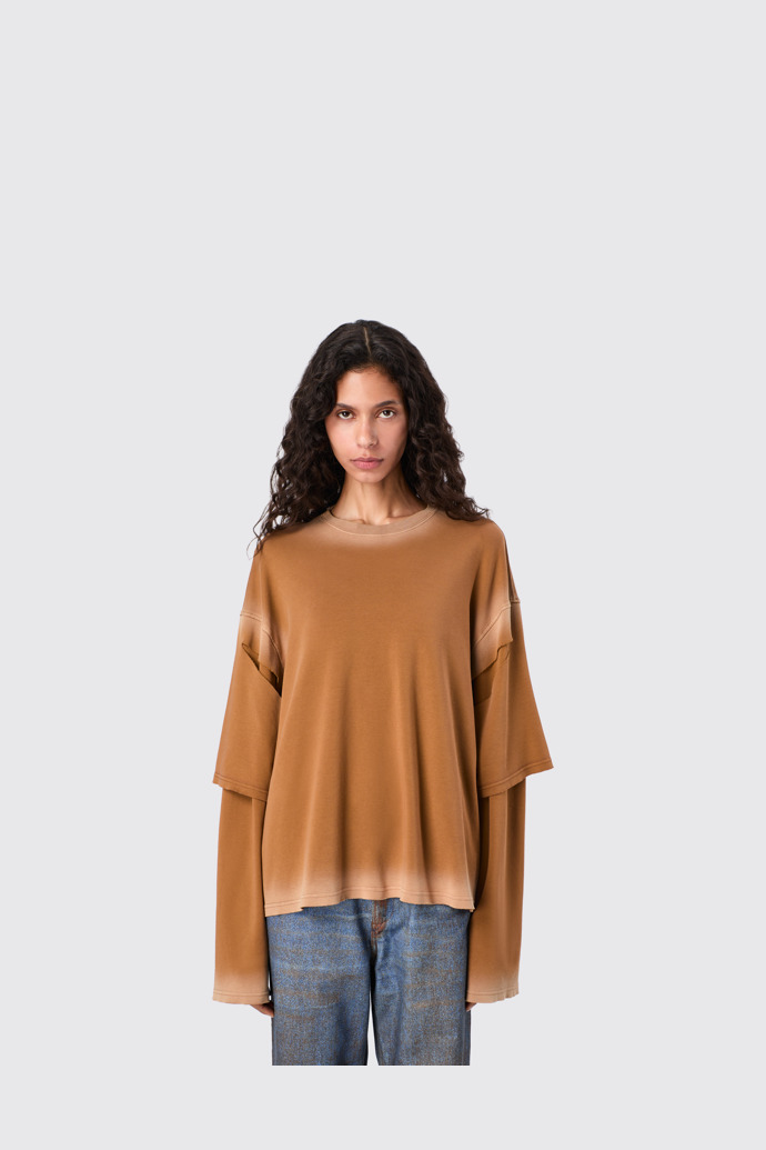 CAMPERLAB JERSEY Verwaschenes Langarmshirt aus Bio-Baumwolle in Terrakotta